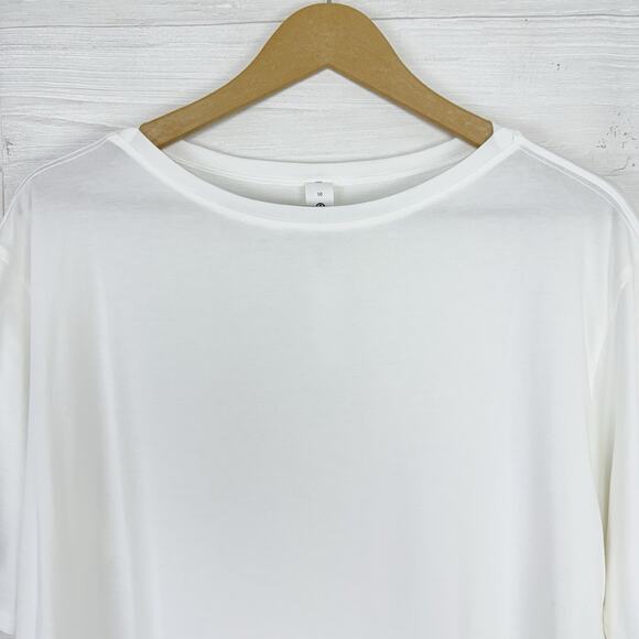 NWT Lululemon Relaxed Fit Boatneck T Shirt Sz 10 White Pima Cotton Short Sleeve - Picture 3 of 16